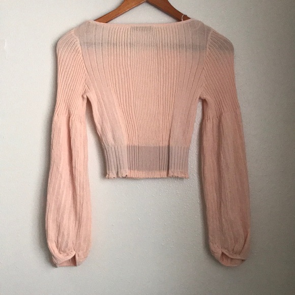 NWT Zara Ribbed Top with Puff Sleeves - Picture 8 of 8